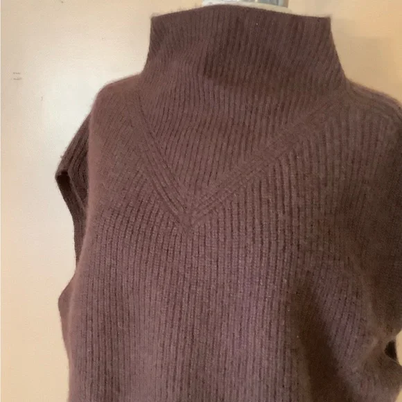 Anthropologie The Enzo Cashmere Poncho Sweater Vest XS Petite Chocolate Brown - Picture 3 of 13
